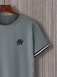 Manfinity Homme 男士休闲撞色字母刺绣短袖T恤男T恤男士T恤