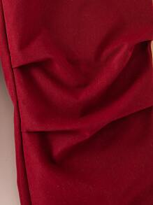 SHEIN Young Girls Spring/Autumn Bowknot Fashionable Sets, Long Sleeve Tops & Pants, Street Wear - Burgundy - View 7