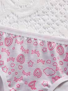 10pcs/Pack Girls Heart, Star, Line & English Letter Allover Print Fashionable Cute Cartoon Styles Underwear For Young Girls