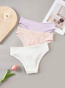 3pcs/Set Teen Girls' Minimalist Fashion Casual Everyday Underwear - Multicolor - View 5