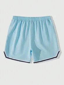 ROMWE MEN Rick and Morty | ROMWE Men's Summer Casual Cartoon & Letter Graphic Drawstring Waist Basketball Shorts - Blue - View 2