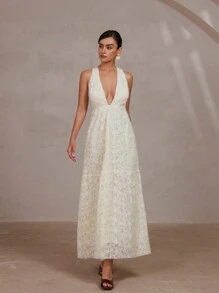 Aveloria Rosie Vestido mini ligero y elegante de estilo formal italiano con cuello decorado con rhinestones y escote calado, silueta evasé sin mangas, para mujeres en primavera