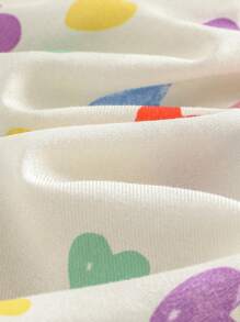 Cozy Pixies Vestido de cuello redondo con volantes y lazo grande en contraste para el Día de San Valentín, con estampado de corazones de colores para bebé niña - Azul - Ver 6
