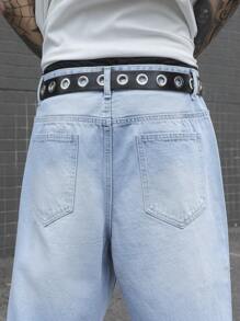 Manfinity Hypemode Men's Casual Simple Denim Jeans, For Daily Wear - Light Wash - View 3