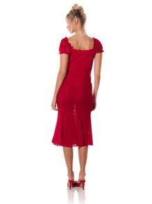 MUSERA 网眼泡泡袖中长直筒连衣裙优雅春夏度假舞会