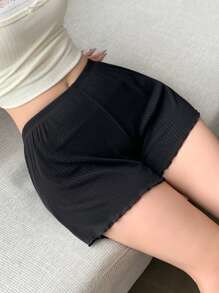 DAZY 简约罗纹波浪下摆女式短裤