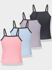 Tween Girls Fashionable Camisole Top, Soft & Comfortable Layering Undergarment, Spring - Multicolor - View 2