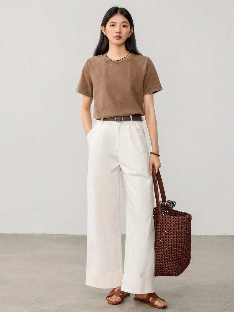Business Casual Solid Color Short Sleeve Casual T-Shirt