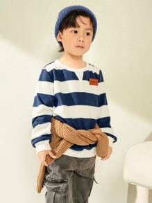 SHEIN Ung pojke Raglan ärm randig tröja med rund hals