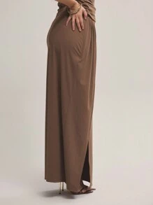MUSERA Chân váy maxi gợi cảm, ôm sát, xếp ly phía trước, cỡ lớn, thích hợp cho buổi hẹn hò, đi chơi với bạn bè, kỳ nghỉ, dịp đặc biệt, dự tiệc cưới, mùa hè. - màu nâu - Xem 3