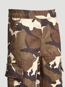 SHEIN 婴儿/幼儿男孩新款迷彩工装休闲裤、宽松直筒牛仔裤、街头服饰 - 彩色 - 查看 3