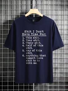 Manfinity Homme Men's Casual Slogan Print Crew Neck Short Sleeve T-Shirt