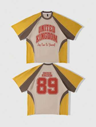 Prep Herren Lässig Patchwork Kurzarm T-Shirt, minimalistisch und modisch für den täglichen Gebrauch