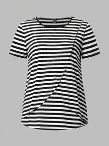 Modmama Maternity 2pcs Casual Nursing T-Shirt, Simple & Fashionable For Everyday Wear - Black and White - View 11