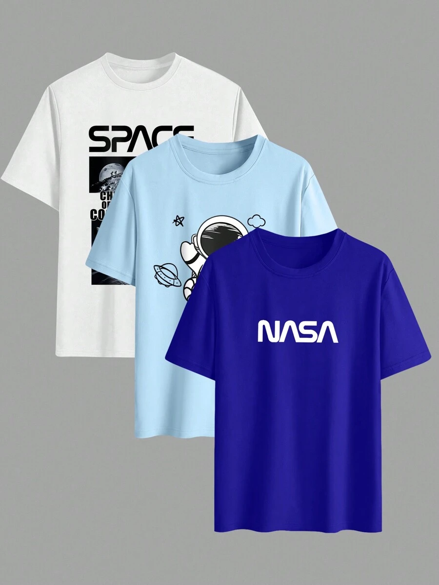 Manfinity Hypemode 男士圆领休闲短袖印花 T 恤，简约设计，适合日常穿着