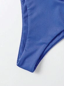 SHEIN Swim Summer 3pcs/Set Bikini With Underwire Bra, Panty And Cover-Up - Blue - View 4