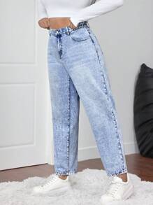 Firerie 大码蓝色宽松锥形 7/8 长度牛仔裤