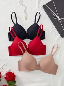 3pcs/Set Ladies Bra, Minimalist Underwire Lift & Support Bras - Multicolor - View 6