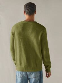 Manfinity VCAY Men's Solid Color Long Sleeve Sweater, Minimalistic, Casual, Everyday Wear