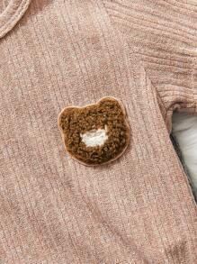 4 件装男婴阳光条纹刺绣熊装饰短袖 T 恤和长裤，夏季家居服套装 - 彩色 - 查看 6