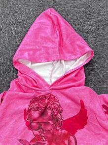 Manfinity Dauomo Men's Casual Angel Print Hoodie Sweatshirt - Pink - View 4