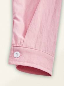 SHEIN Camicia casual versatile in rosa adatta per ragazzi pre-adolescenti, con design di polsini regolabili, adatta per varie occasioni, vita universitaria e uso quotidiano