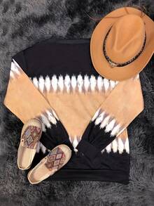 Geo Print Drop Shoulder Sweatshirt - Multicolor - View 2