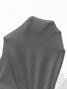 SHEIN EZwear Women's Plain Color Slit Design Slim Fit Skirt, Casual For Everyday Wear - Grey - View 6