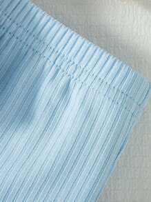 SHEIN Vintaside Kids Baby Girl Flowers Printed Ribbed Round Neck Sweatshirt And Ribbed Leggings 2pcs Set, Comfortable And Fashionable, Autumn/Winter - Blue - View 7