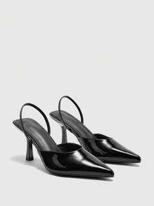 CUCCOO BIZCHIC Women's New 2024 Gold Strap Thong Sandals, Spring/Autumn 2024 Pointed Toe Slim Heels, Stylish Simple Design Pair With Dresses High Heels, Not Feet Tired Spring Shoes Spring Break Easter - Black - View 4