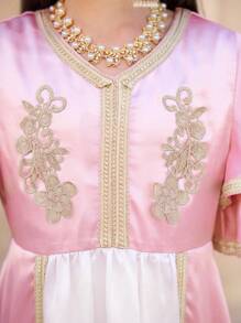 SHEIN Robe de mode décontractée pour fille préadolescente et fillette avec volants, imprimé pied-de-poule et blocs de couleurs. Convient pour l'été, peut être portée comme vêtement extérieur ou couche, matière douce et confortable, adaptée aux occasions décontractées, sorties, vacances, école