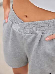 SHEIN Sports Einfache schlichte elastische Taille Lässig Sport Shorts, Athletik Shorts Damen Schweißshorts, Gym Shorts, Bike Shorts