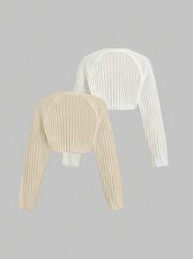 SHEIN Unity 女士纯色长袖开衫，简约设计休闲上衣，适合日常穿着