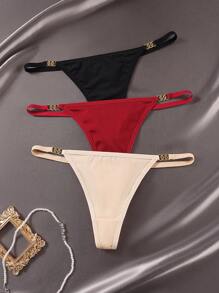 Shein Underwear&Sleepwear Basics 3 stuks dames effen ronde connect mode G-string