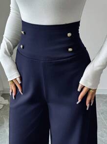 Firerie Plus Size Women's Summer Classy Outfits Fall Clothes Simple Fashion Commuting Business Elegant Super High Waist Wide Leg Trousers Pants Women Dress Pants Black Pants