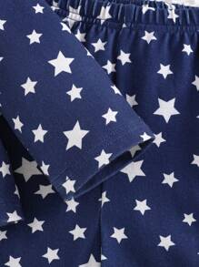 Cozy Pixies 2 件装男婴星星印花柔软针织翻领开衫衬衫和松紧腰裤套装 - 藏蓝色 - 查看 4