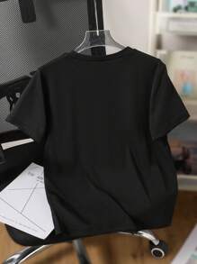 SHEIN Boys Cartoon Character Print St.Patrick's Day Casual Cute Short Sleeve T-Shirt - Black - View 2