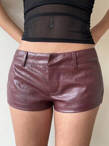 Aloruh 女式性感复古图案 PU 皮革超短迷你裙