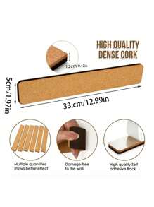 5 piezas de tiras de fieltro de 33 cm de largo con chinches, sin necesidad de perforar, tiras autoadhesivas para tablero de anuncios, usadas para tablero de fieltro de pared para pegar notas, decoración del hogar, recordatorios de estudio, regalos de cumpleaños - Marrón - Ver 2