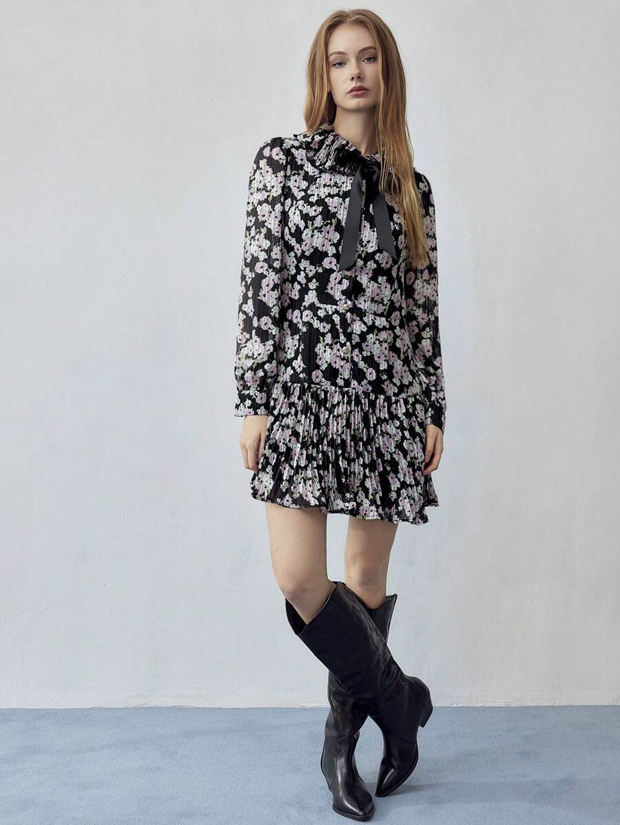 MOTF STUDIO 花卉印花褶饰连衣裙 - 彩色 - 查看 2