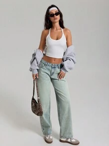 EURMUSE HIGH RISE STRAIGHT FIT WOMEN JEAN Y2K - Light Wash - View 4