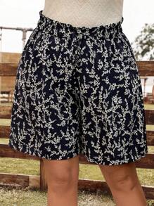 EMERY ROSE Short bermuda bleu imprimé floral pour femme grande taille