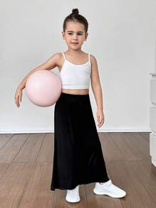 SHEIN Pantalones casuales sueltos y de un solo color de punto para niña