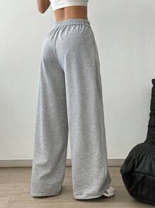 SHEIN Unity Casual Versatile Ruched Waist Relaxed Sweatpants - Grey - View 2