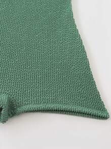 SHEIN Đồ bơi một mảnh màu trơn cho nữ, trang phục đi biển thường ngày - màu xanh lá - Xem 6