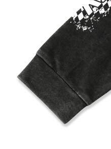 Manfinity EMRG 男式字母图案长袖前拉链连帽运动衫 - 黑色 - 查看 7