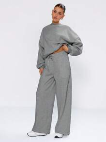 MUSERA Pintuck Detail Wide Leg Joggers Vacation Elegant Boho Casual - Dark Grey - View 5