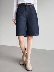 Dazy-Less Women's Raw Color Straight Leg Denim Shorts Old Money