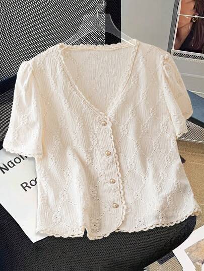 GlowEve 女士通勤简约纯色短袖衬衫，休闲时尚，适合日常穿着