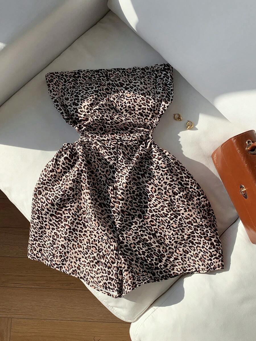 Comfortcana 豹紋無背女式無肩無袖連體褲 - 彩色 - 查看 1